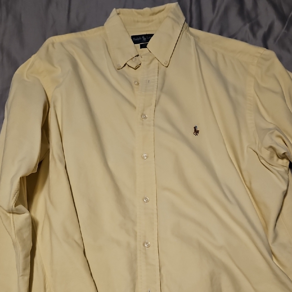 Ralph Lauren Yellow Cotton Casual Button Down Shirt